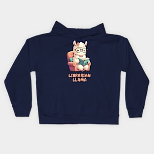 Librarian llama Reading A Book | Adorable Llama Bookworm | Cozy Reading Moments Kids Hoodie